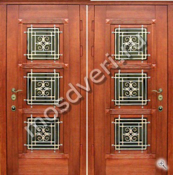 Дверь элит класса со стеклопакетами и кованными элементами - купить от производителя Мосдвери Дверь элит класса со стеклопакетами и кованными элементами